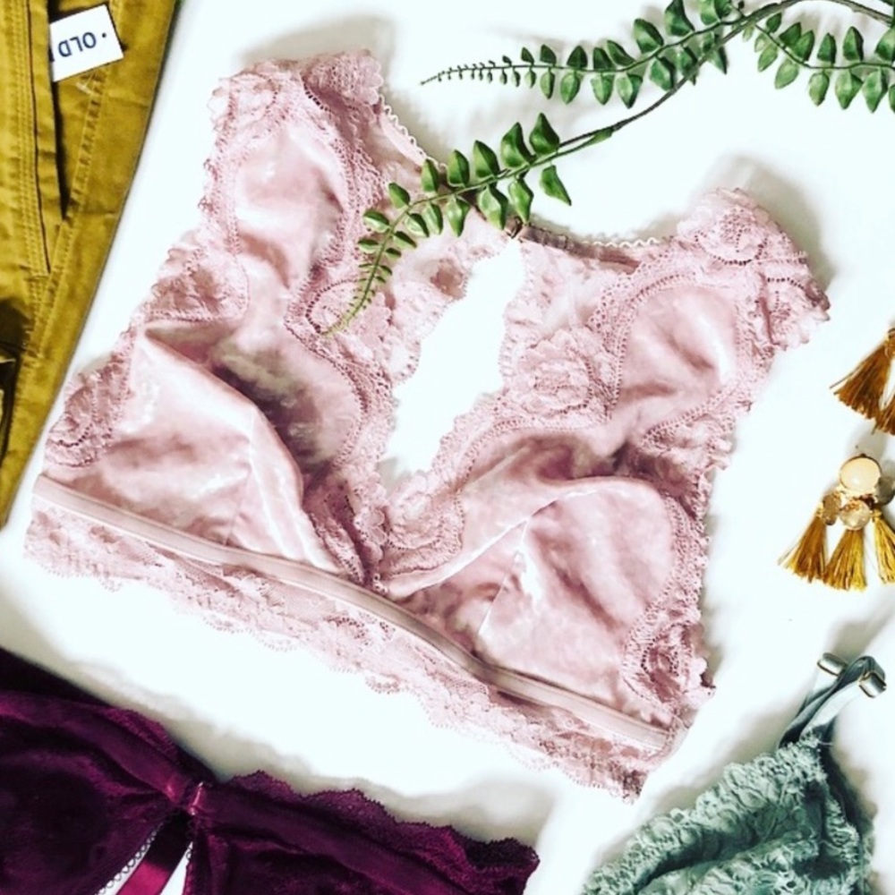 Victoria’s secret blush velvet lace bralette medium